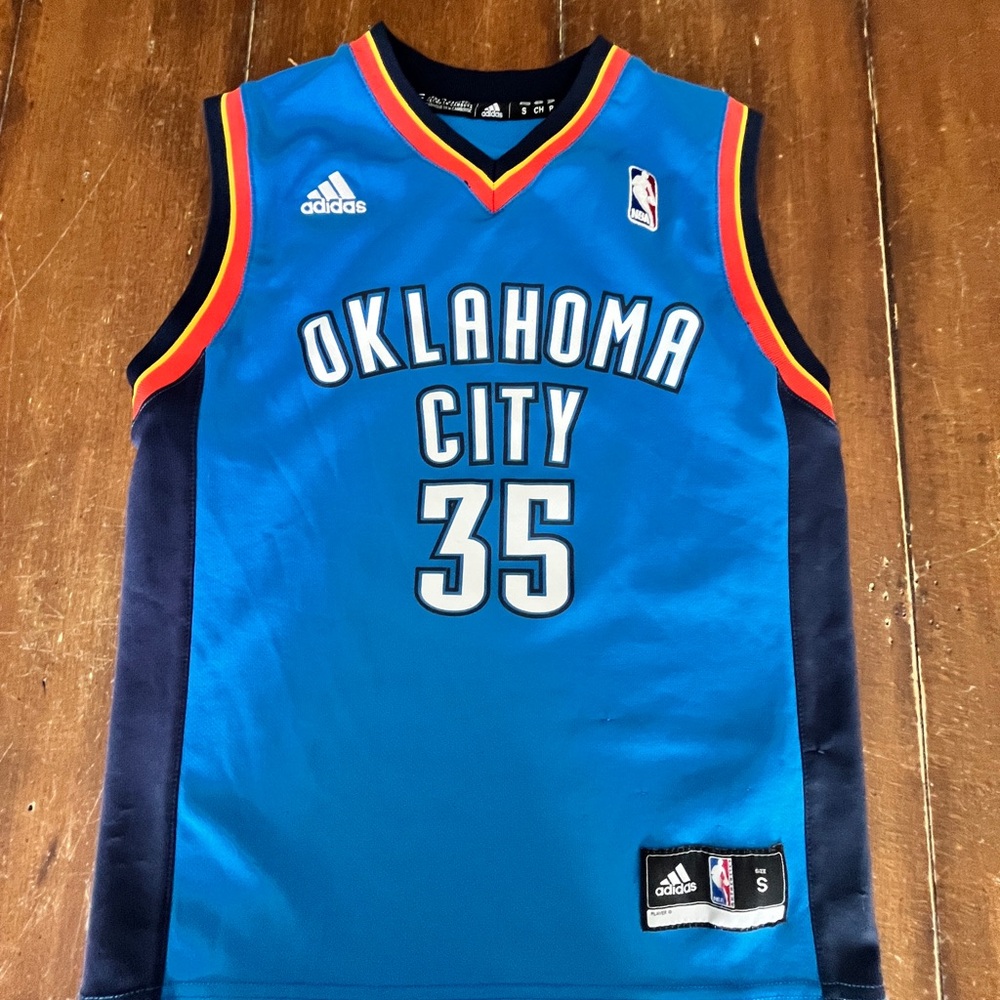 Adidas Oklahoma City Thunder #35 Kevin Durant Blue Youth Small NBA Jersey